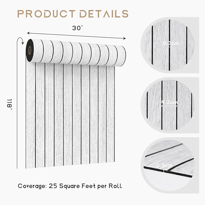 VEELIKE Whitewashed Wood Slat Wall Panels Peel and Stick Wood Wall Panel