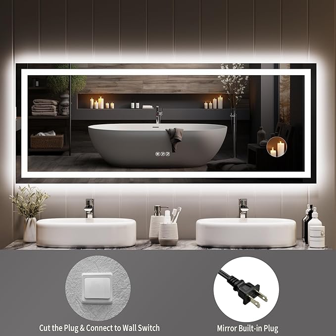 LED Bathroom Mirror 60 x 24 inch