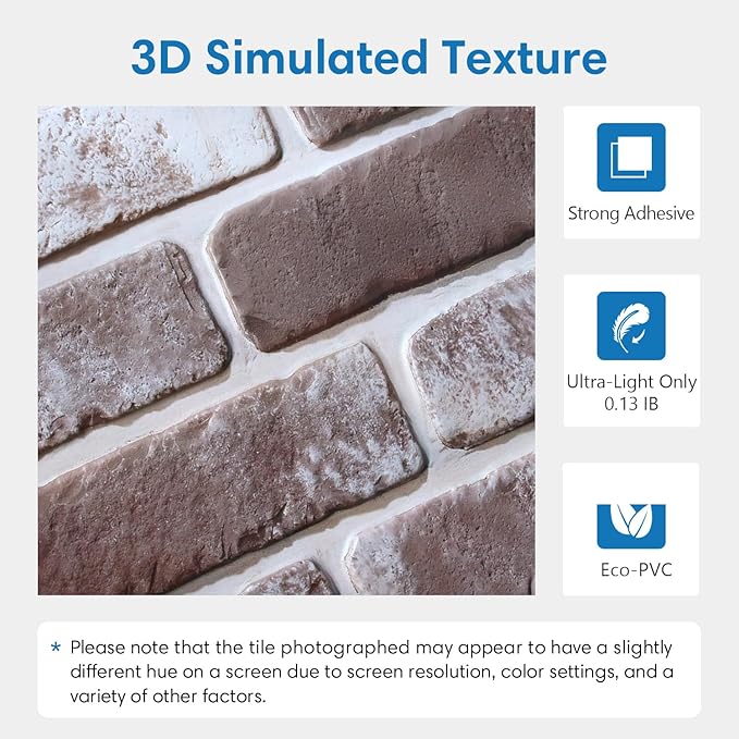 3D Brick Wall Panels, Faux Brick Peel and Stick Wall Panels, Small Size Thin