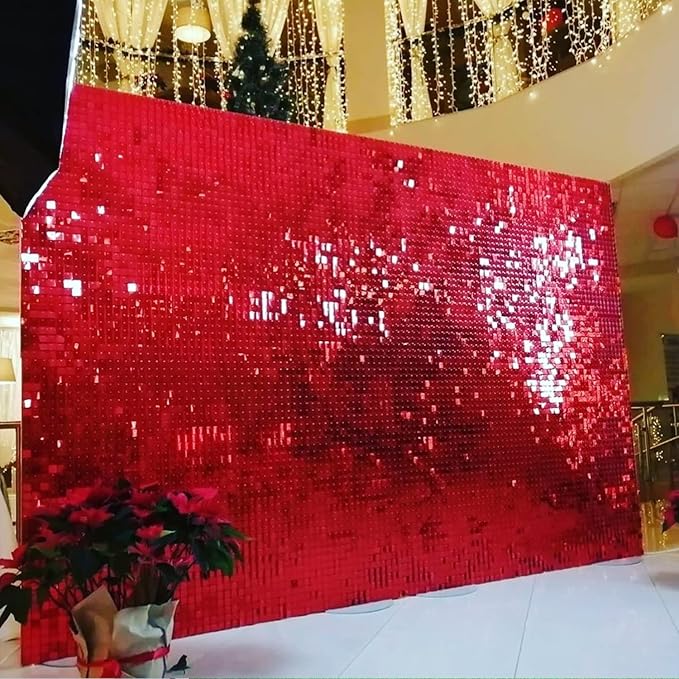 COKAOBE Red Shimmer Wall Backdrop, Photo Backdrops