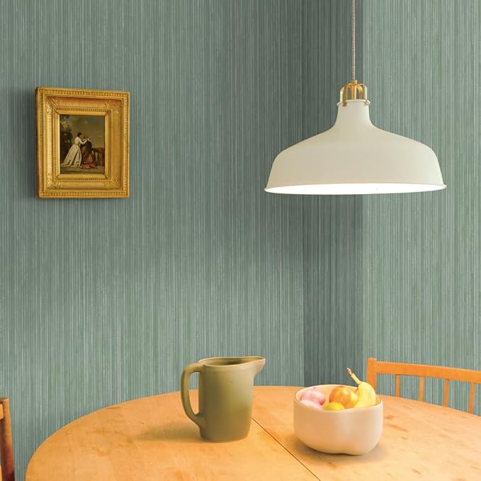 Tempaper Textured Metallic Sage Green Faux Grasscloth Removable Peel and Stick