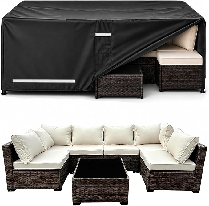 Rectangular Outdoor Furniture Covers Waterproof, 108.5" x 82.5" x 28" Heavy Duty Patio Furniture Covers, 100% Waterproof Outdoor Couch Covers, Lawn Patio Sofa Cover with Reflective Strip and Air Vent