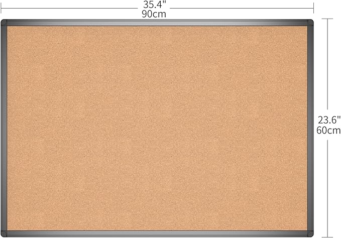 VIZ-PRO Cork Notice Board, 36 X 24 Inches, Cork Bulletin Board