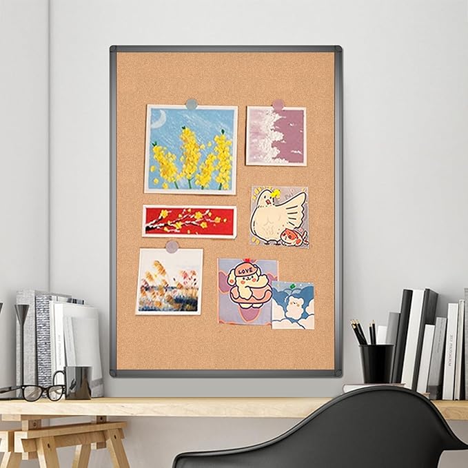 VIZ-PRO Cork Notice Board, 48 X 36 Inches, Cork Bulletin Board