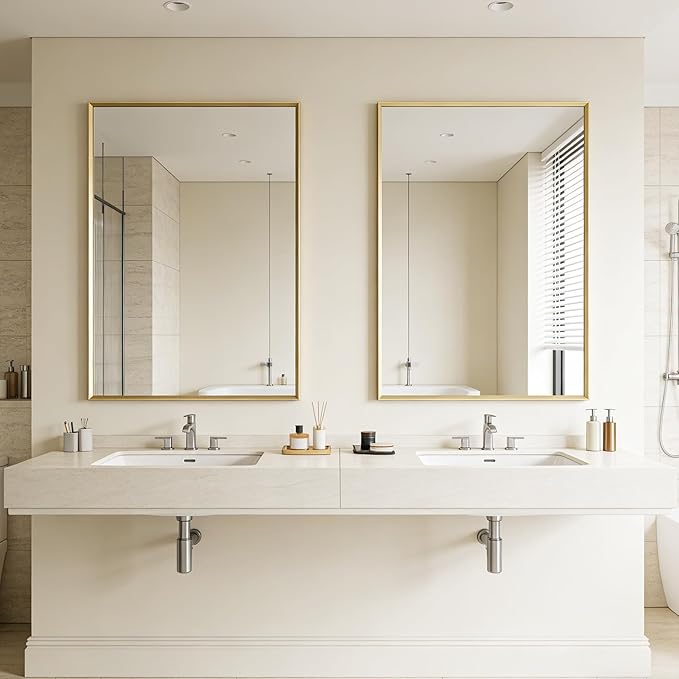 BOMINICA Brushed Gold Bathroom Mirror