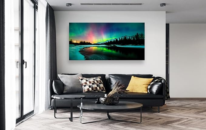S01975 Wall Art Aurora scenery Painting on Canvas Prints Stretched and Framed
