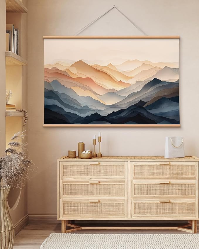 VIYYIEA Extra Large Canvas Wall Art, 36x54 Inch Abstract Mountain Landscape, Modern Neutral Nature Wall Decor for Living Room or Bedroom, Above Sofa