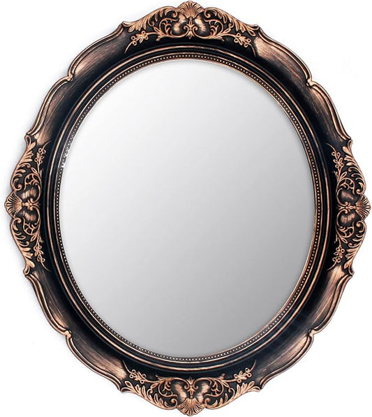 Eaoundm 13.1 x 14.8 inchs Plastic Frame Decorative Wall Mirror, Vintage Hanging