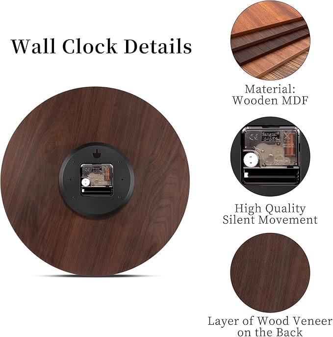 VIKMARI Home 14 Inch Battery Operated Silent Non-Ticking Vintage Wall Clock