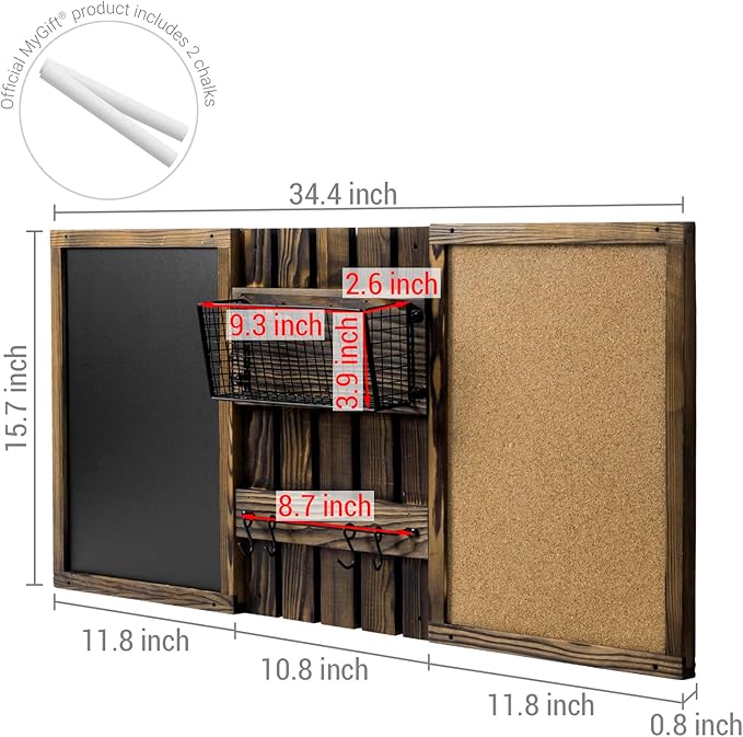 MyGift 3 Panel Wall Mounted Entryway Bulletin Board Combo Set