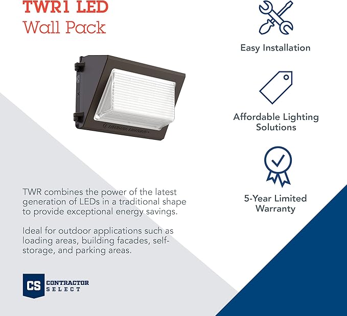 Lithonia Lighting 13" LED Wall Pack Outdoor Light Fixture, 3-Way Selectable CCT