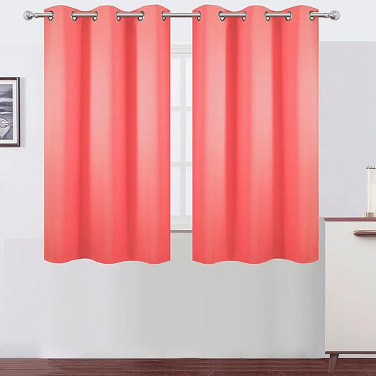 LEMOMO Blackout Curtains 38 x 54 inch/Coral Curtains Set of 2 Panels/Thermal