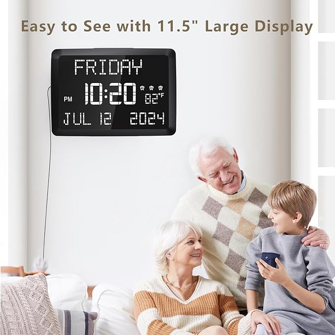 Raynic Digital Clock, 11.5" Large Display Calendar Clock