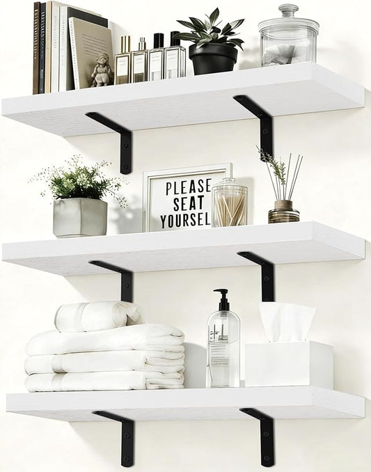 Easy Install Floating Shelves, 15.7 Inch Wall Mounted Wood Shelf, Hanging Shelf