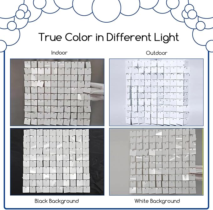 COKAOBE Mirror White Shimmer Wall Backdrop, Photo Backdrops