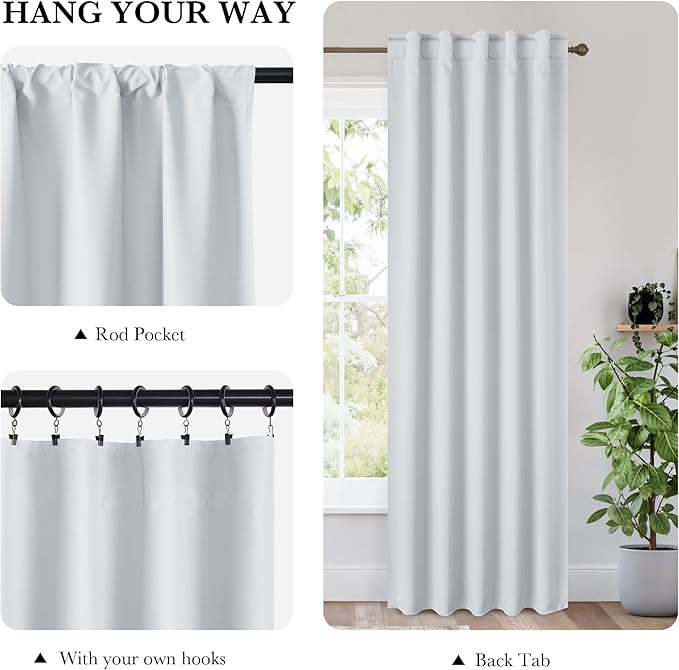 RYB HOME 100% Blackout Basement Curtains Over Sink 36 inches Long, Heat & UV