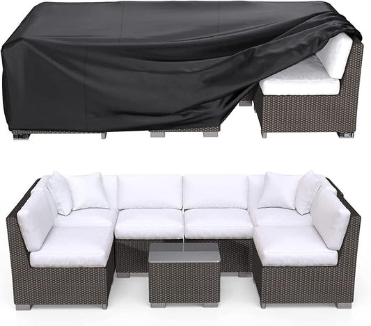Patio Furniture Covers, Heavy Duty 600D Outdoor Furniture Cover Waterproof, Sectional Sofa Set Covers Table and Chair Set Cover,138"LÃ86"WÃ28"H