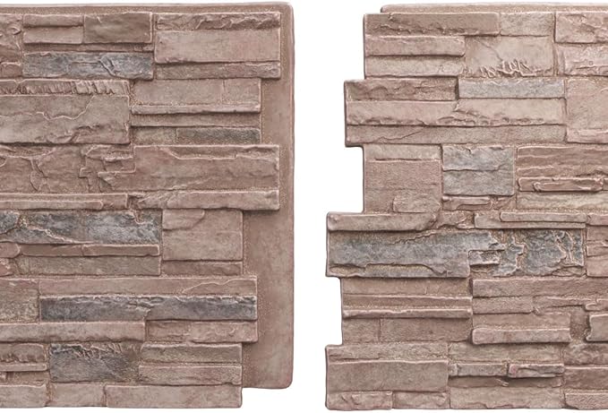 EverStone Cascade Faux Stone Panel, 48 5/8"W x 24 3/4"H x 1 1/4"D, Shasta Color