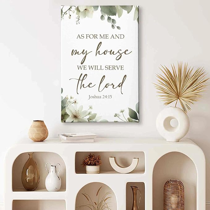 HIWX Christian Wall Decor, as for Me and My House Bible Verses Sage Green