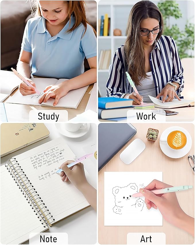 FIOVER Gel Pens, 5pcs Black Ink Medium Point 0.7mm Smooth Writing Pens with Comfort Grip, Aesthetic Ballpoint for Journaling School Office Supplies, Gifts for Women Men(5PCS Gradient Black Ink)