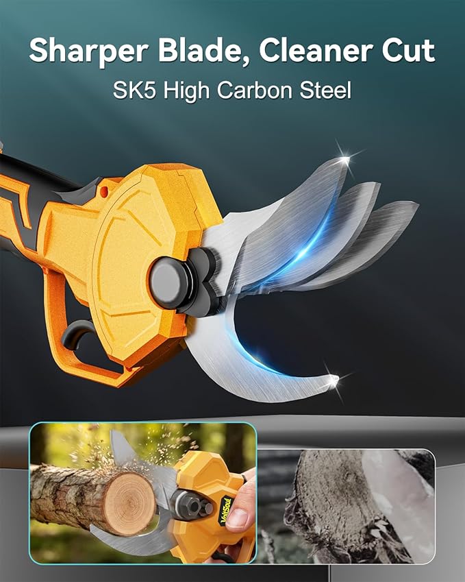 2-in-1 Electric Pruning Shears Cordless with Extension Pole:Electric Tree Pruner with 1.6 Inch Cutting Diameter,12.8Ft Reach,Dual 4.0Ah Battery powered pruner for High Branch Cutter&Tree Trimming