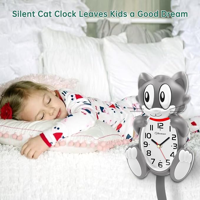 Soobest 18 Inch Large 3D Cat Wall Clock Battery Operated