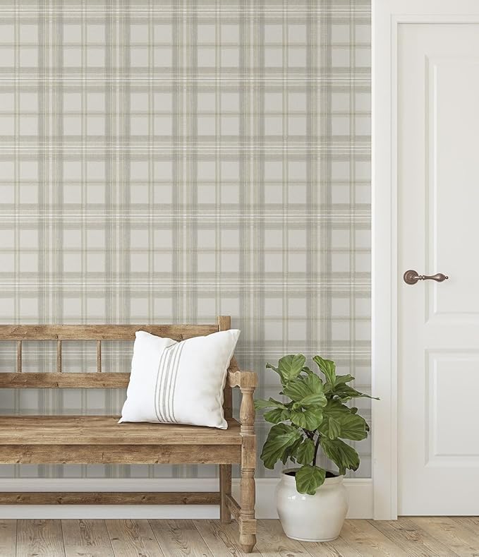 NextWall Harry & Grace Herringbone Plaid Premium Matte Non-Woven Peel and Stick