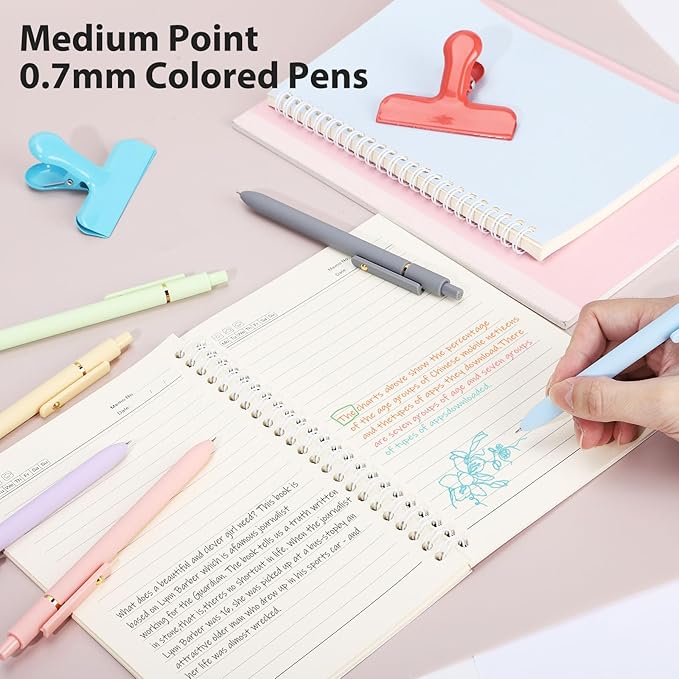 FIOVER Colored Pens, 12 Pack Colorful Gel Pens, Quick-Dry 0.7mm Medium Point for Journaling, Note Taking, Doodling, Aesthetic Office School Supplies, Gifts for Women Men(12PCS Multiple Colors)
