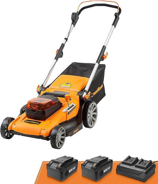 LawnMaster 48V MAX Electric Lawn Mower, 19-inch Brushless Cordless Lawn Mower with 2X24V MAX 4.0Ah Battery and a Dual Charger-CLMF4819A