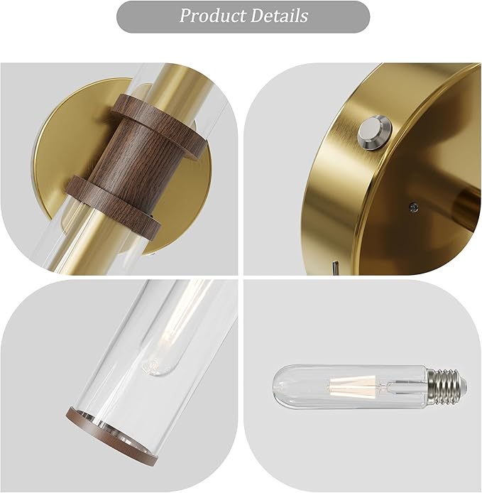 Battery Operated Wall Sconce Set of 2, Modern Cordless Wall Lights