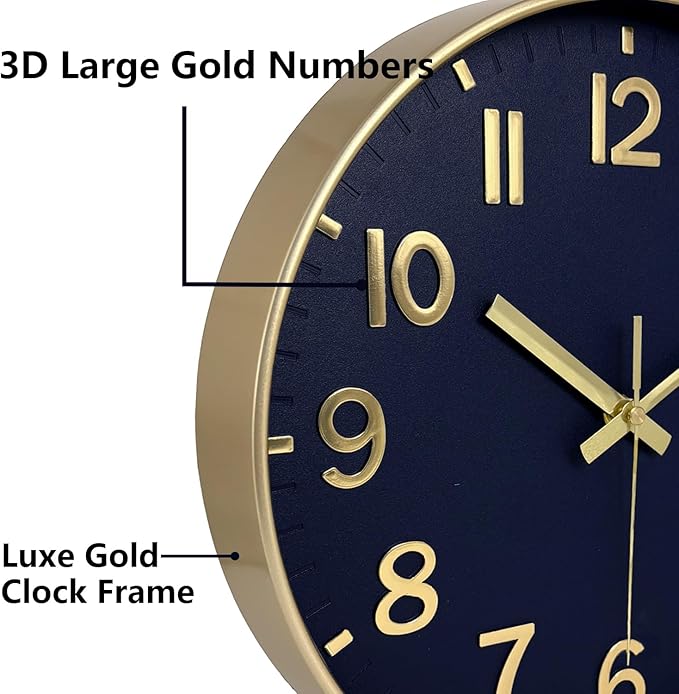 Wall Clock, 8 Inch Wall Clocks Battery Operated, Modern Non Ticking Silent