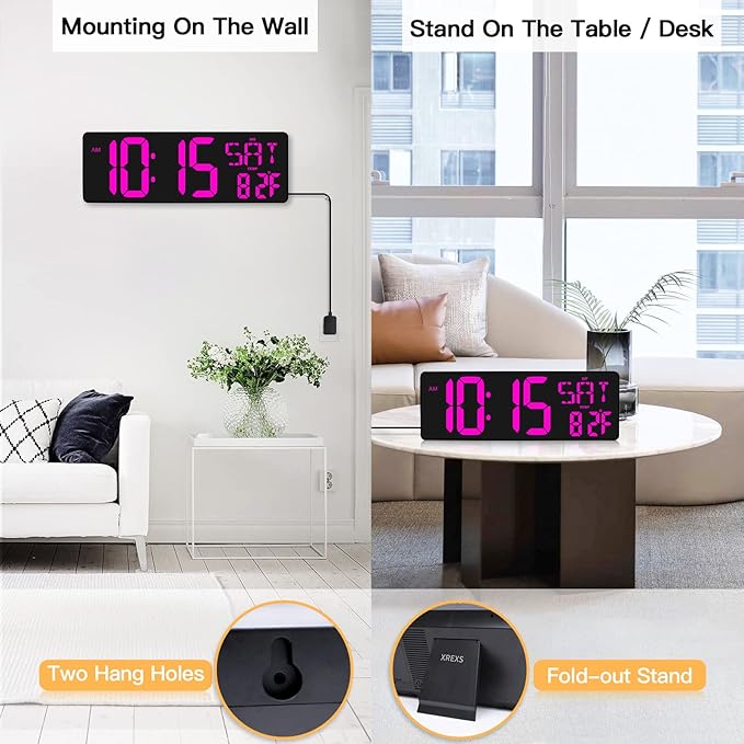 XREXS Large Digital Wall Clock