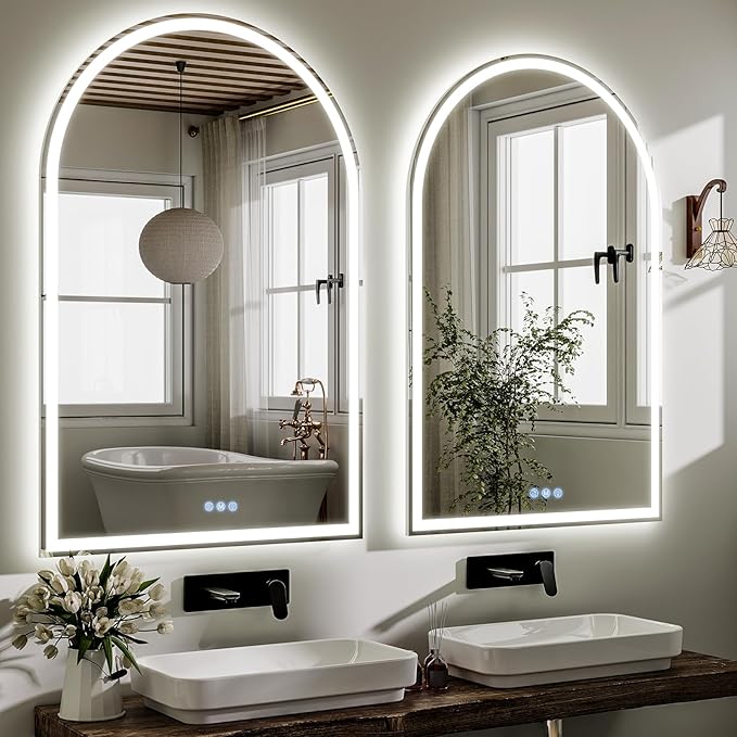 BEAUTYPEAK 48x30 LED Arch Bathroom Mirror