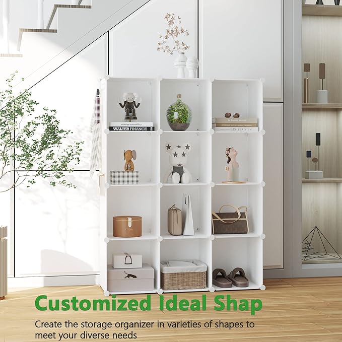 C&AHOME Cube Storage Organizer, 12-Cube Shelves Units, Closet Cabinet, DIY
