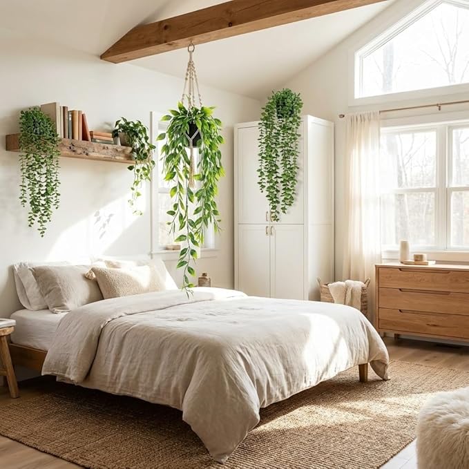 5 Pack Fake Plants for Wall Home Room Office, Artificial Hanging Plants