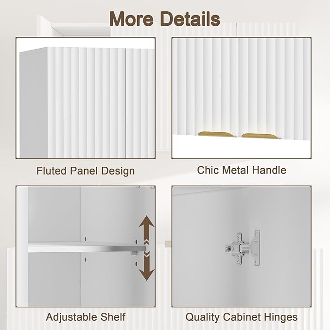 ChooChoo 4 Doors Wall Cabinet Laundry Room, Bathroom Wall Cabinet