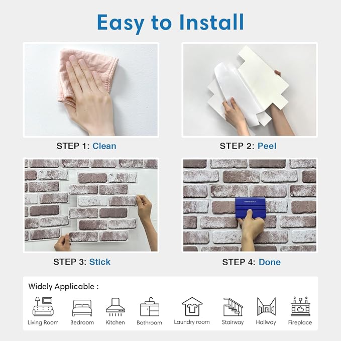 3D Brick Wall Panels, Faux Brick Peel and Stick Wall Panels, Small Size Thin