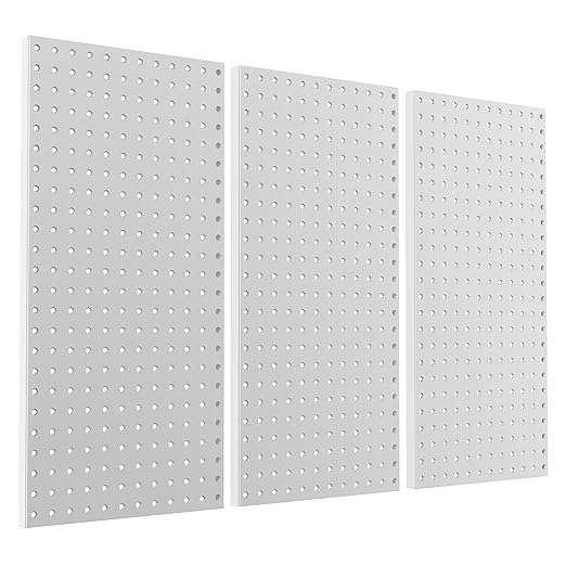 Pegboard Smith Metal Pegboard Panels 12" x 24", 3 Pack Grey Wall Mounted Tool