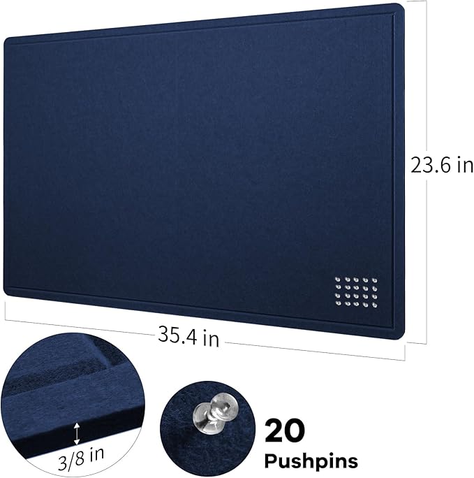 Lightomorrow Bulletin Board, 36 x 24 inches Felt Board