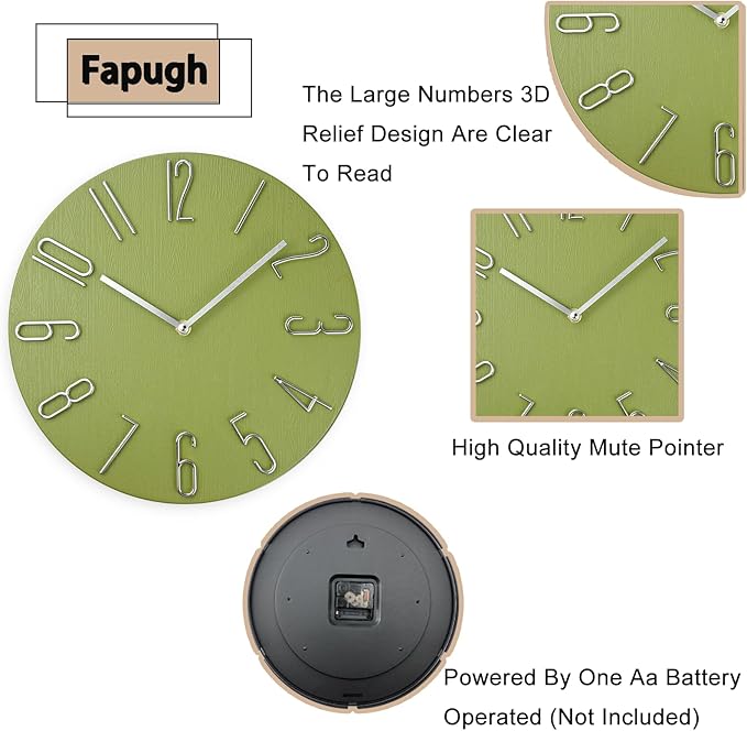 Wall Clock, Silent Clock, Wall Clocks Battery Operated， 12 inch Modern Wall