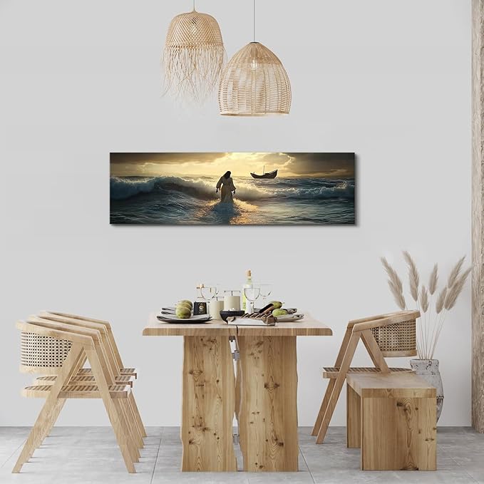 Jesus Walking on Water Wall Art Christian Picture Wall Decor