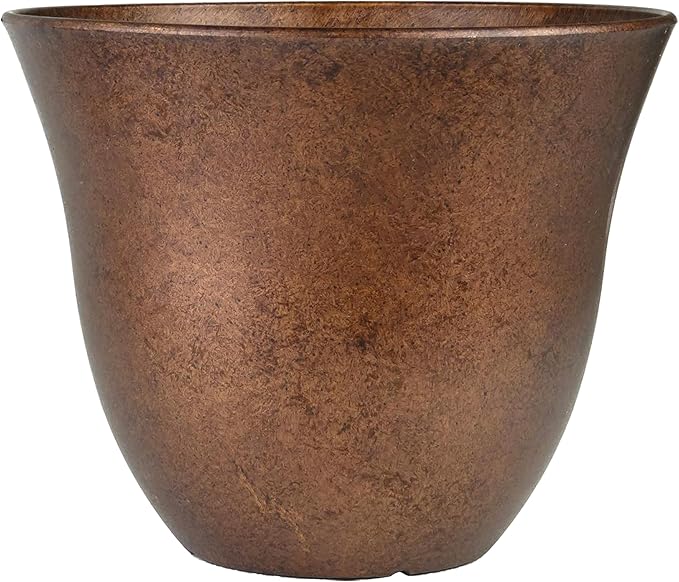 Classic Home and Garden by Growscape Honeysuckle Resin Planters - Lightweight Indoor & Outdoor Plant Pots - UV-Resistant Plastic Flower Pots - Pot Planters for Flowers & Herbs (15" Distressed Copper)