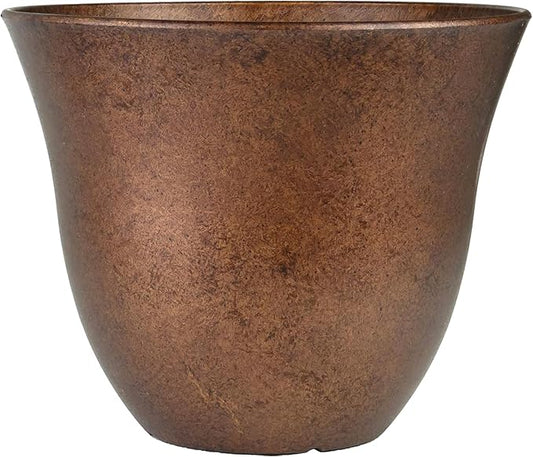 Classic Home and Garden by Growscape Honeysuckle Resin Planters - Lightweight Indoor & Outdoor Plant Pots - UV-Resistant Plastic Flower Pots - Pot Planters for Flowers & Herbs (15" Distressed Copper)