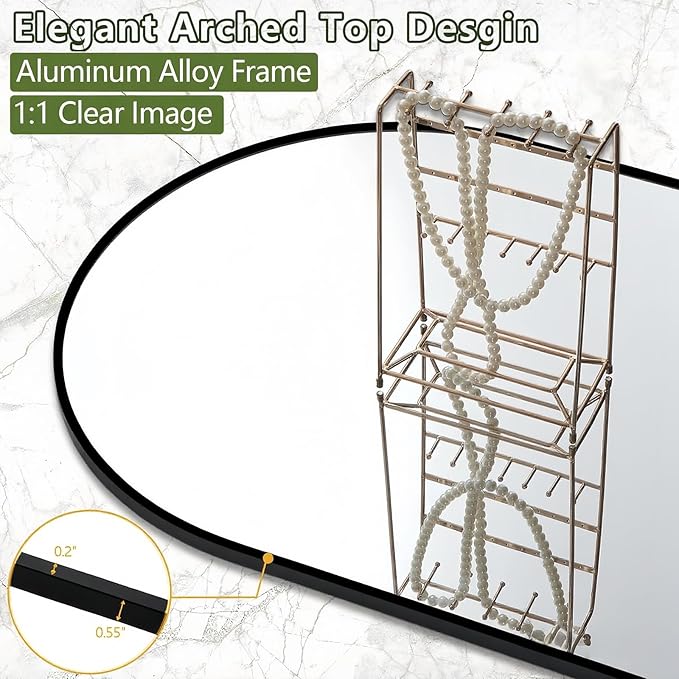 Rowjut Floor Mirror Arched Full Length Mirrors, Mirror Full Length Standing