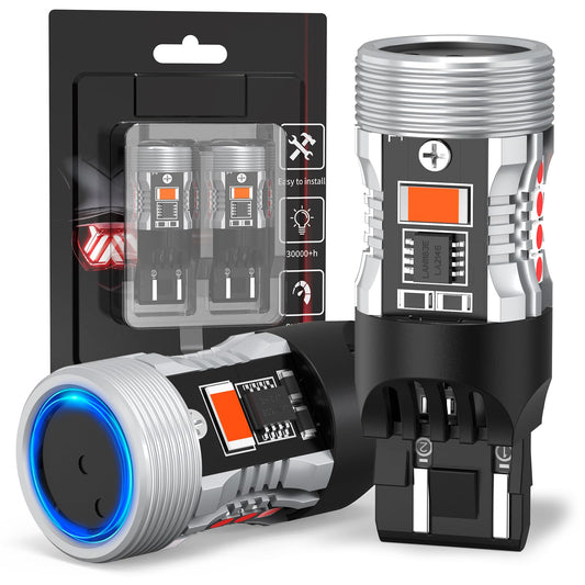 AINOSEIN 7440/7443 LED Bulb Red - Brighter 3570 Chips, CANBUS Error Free, Built-in Resistor, Aluminum for Brake Light