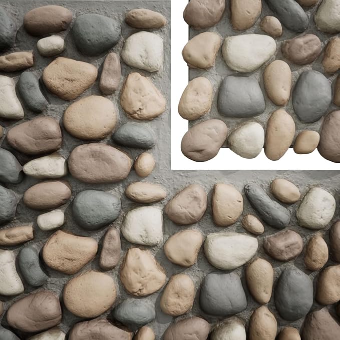 EverStone River Rock Faux Rock Panel, Pebble Mix Color