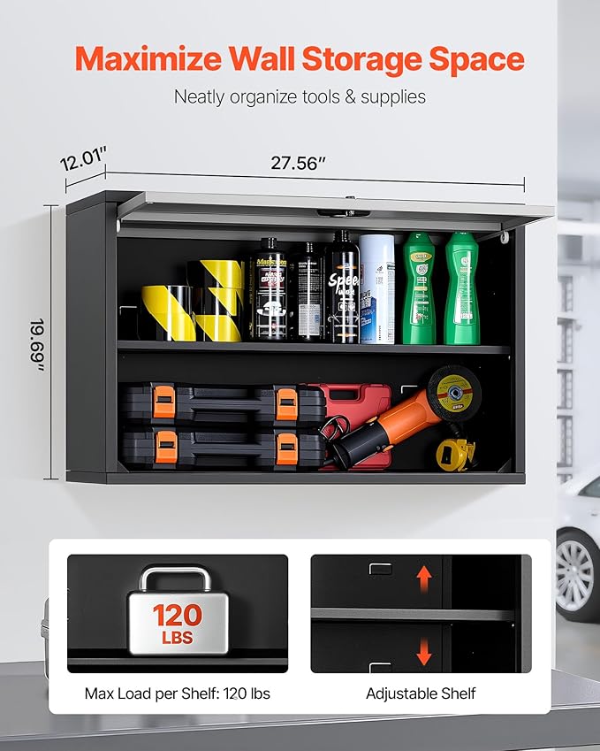 VEVOR Metal Wall Cabinet, 30.31 x 12.01 x 19.69 Inch, Floating Garage Tool