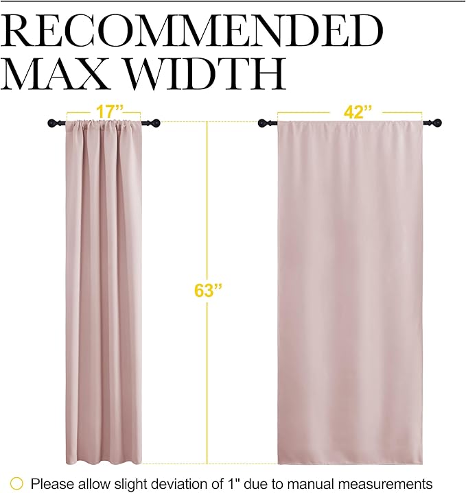 NICETOWN Blackout Curtains for Living Room, Blush Pink, 2 Panels, 42 by 63