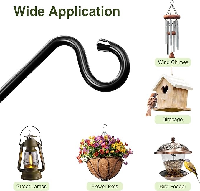 17-Inch Deck Bird Feeder Hanger for Railing, Outdoor Decor Plant Hanger, Balcony Railing Hook - 15LB Capacity - for Hanging Plants, Bird Feeders, Lanterns, Wind Chimes