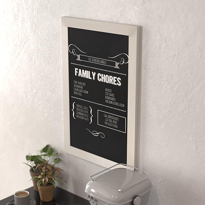 HBCY Creations 20" X 30" Matte White Solid Wood Frame Wall Chalkboard, Magnetic